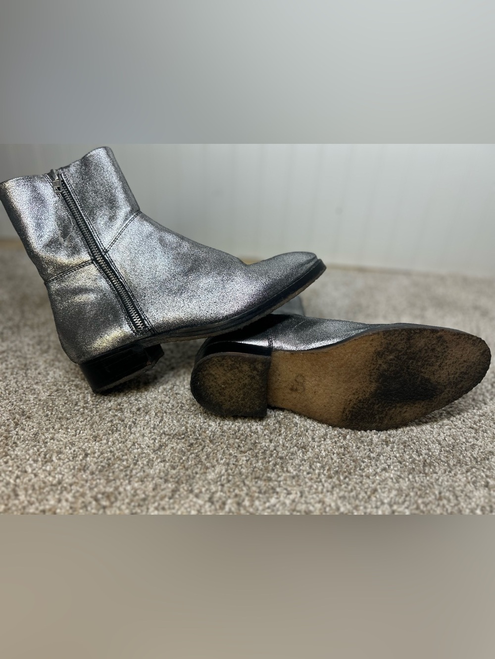 Free people Luna metallic ankle boots sz. 6.5 glam western rocker chic party - Picture 4 of 6